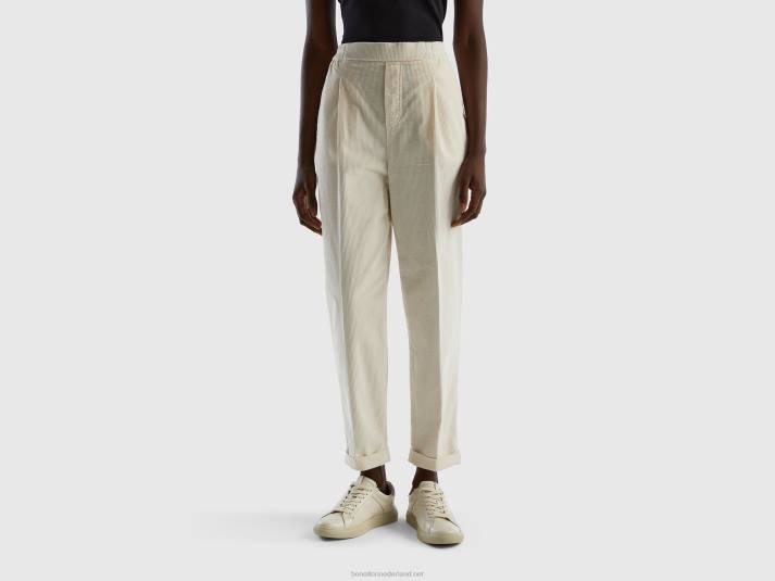 vrouwen Benetton chino van fluweel met elastische taille wit 4R624121