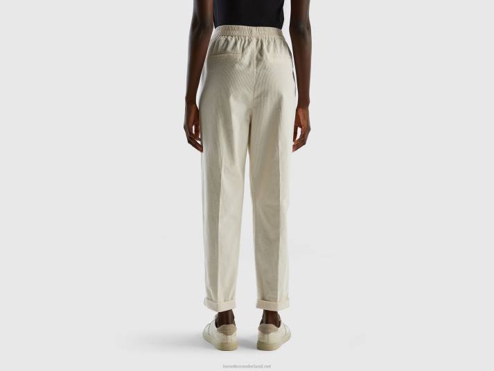 vrouwen Benetton chino van fluweel met elastische taille wit 4R624121