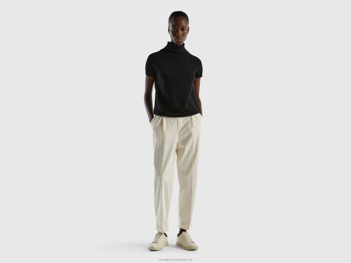vrouwen Benetton chino van fluweel met elastische taille wit 4R624121