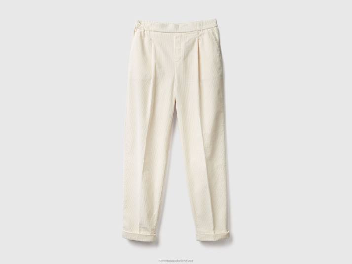 vrouwen Benetton chino van fluweel met elastische taille wit 4R624121