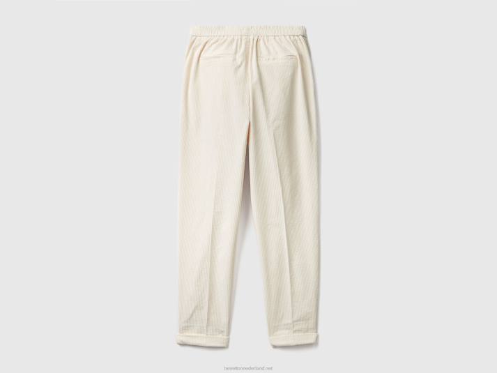vrouwen Benetton chino van fluweel met elastische taille wit 4R624121