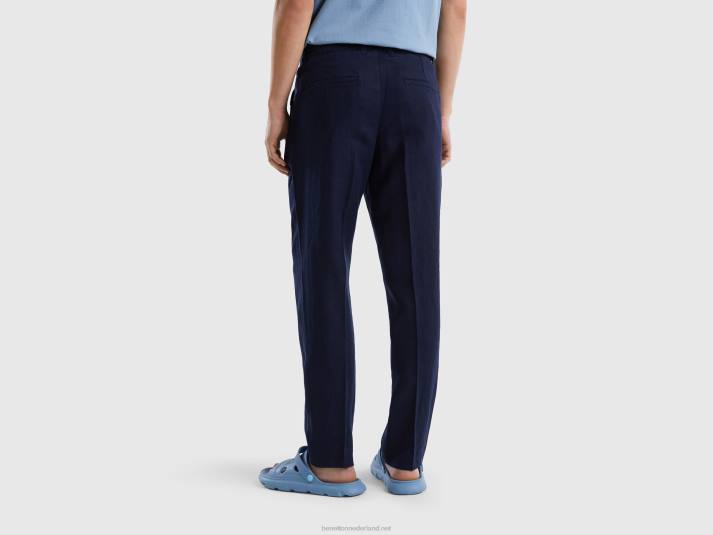 vrouwen Benetton chino van zuiver linnen donkerblauw 4R624649