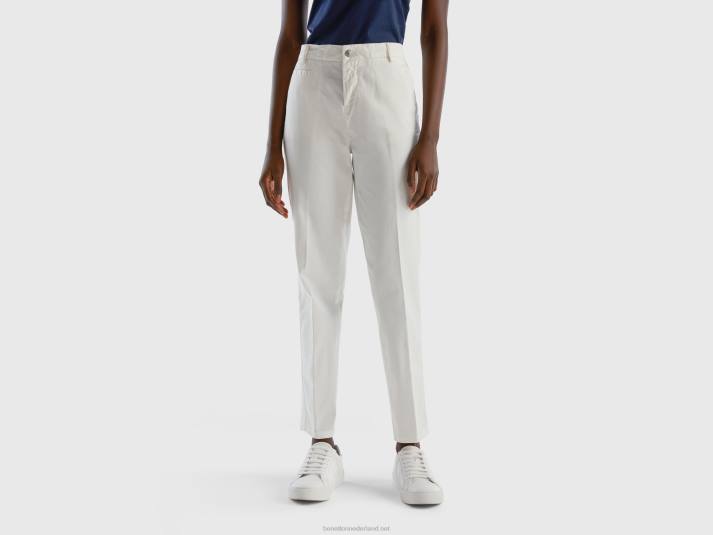 vrouwen Benetton crèmewitte slim fit katoenen chino wit 4R624125