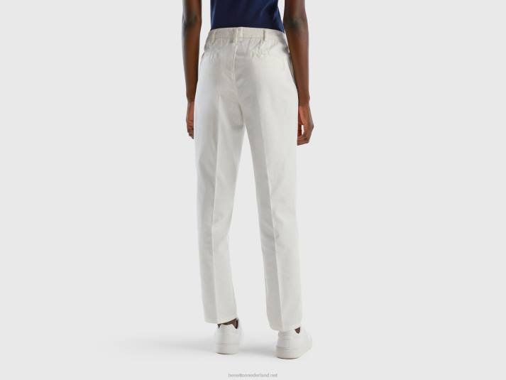 vrouwen Benetton crèmewitte slim fit katoenen chino wit 4R624125
