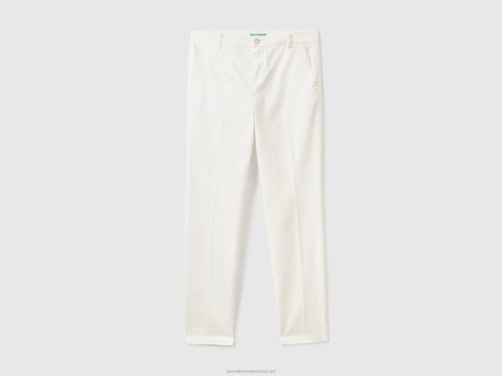 vrouwen Benetton crèmewitte slim fit katoenen chino wit 4R624125