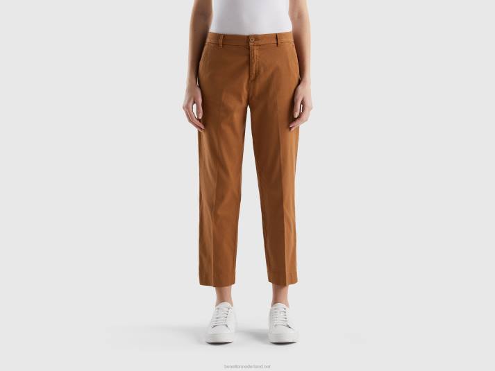 vrouwen Benetton cropped chino van stretchkatoen beige 4R62565