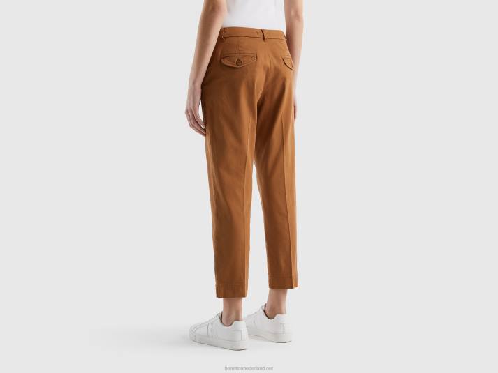 vrouwen Benetton cropped chino van stretchkatoen beige 4R62565