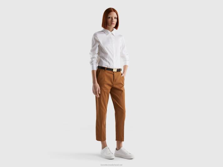 vrouwen Benetton cropped chino van stretchkatoen beige 4R62565
