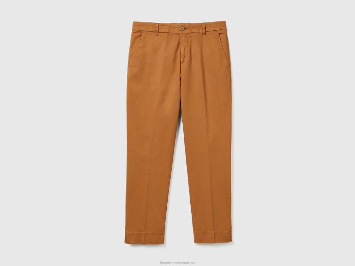 vrouwen Benetton cropped chino van stretchkatoen beige 4R62565
