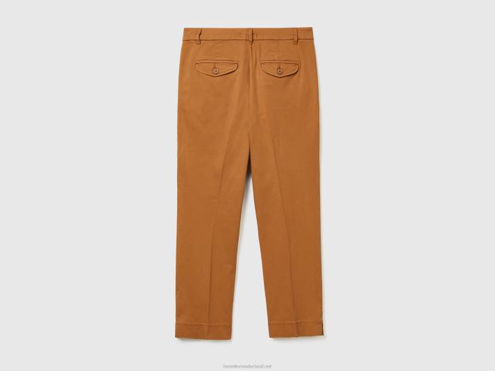 vrouwen Benetton cropped chino van stretchkatoen beige 4R62565