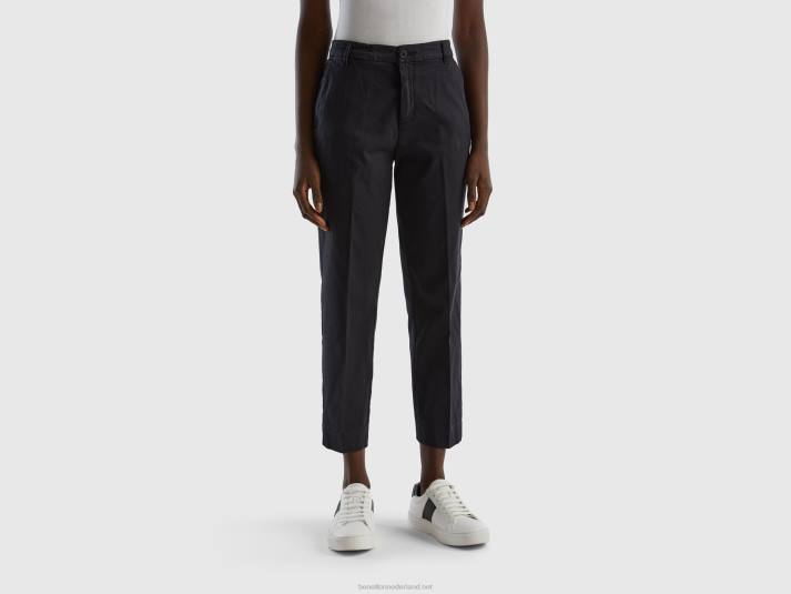 vrouwen Benetton cropped chino van stretchkatoen zwart 4R624127