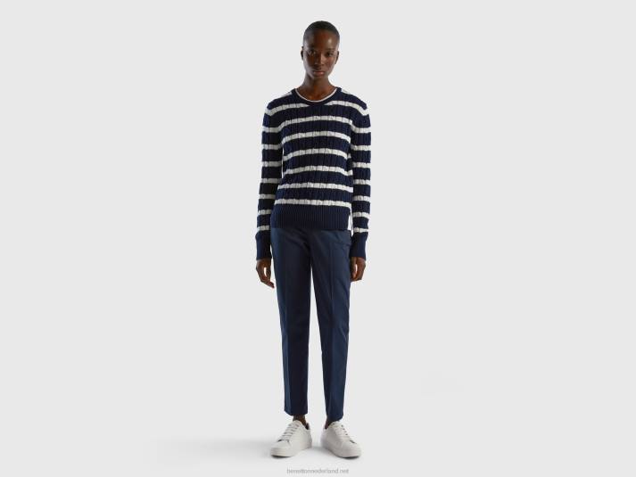vrouwen Benetton donkerblauwe slim fit katoenen chino donkerblauw 4R624107