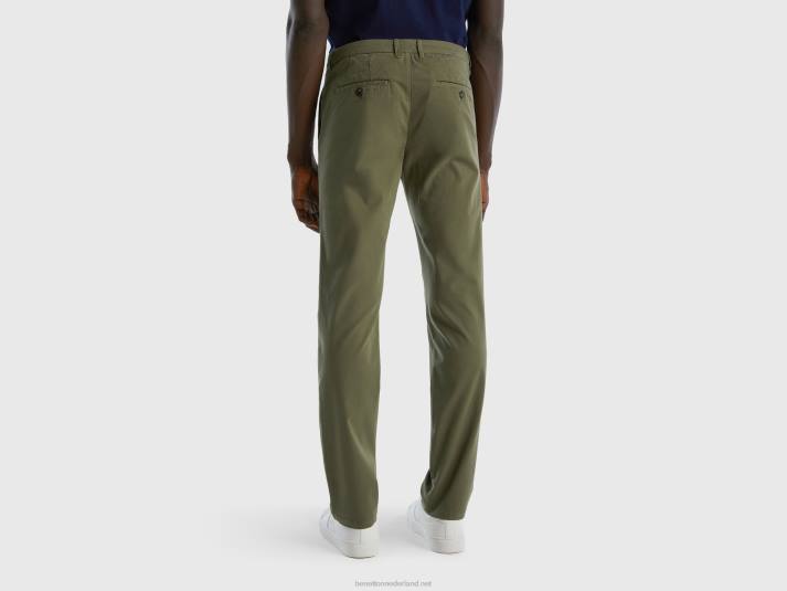 vrouwen Benetton groene slim fit chino militair groen 4R621437