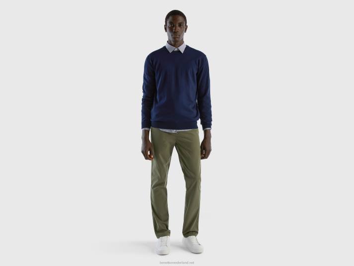 vrouwen Benetton groene slim fit chino militair groen 4R624625