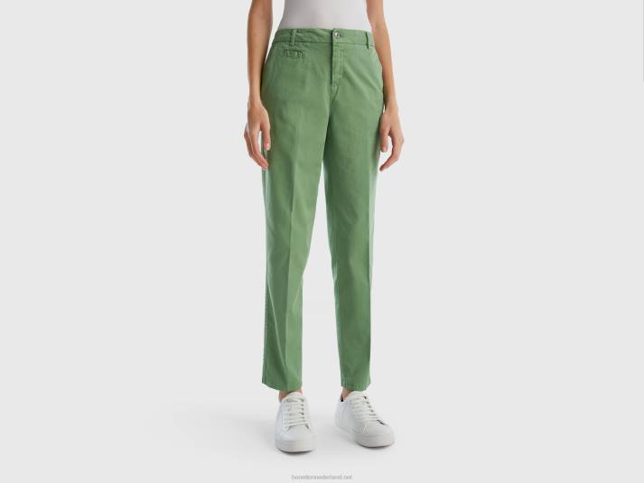 vrouwen Benetton groene slim fit katoenen chino groente 4R624051