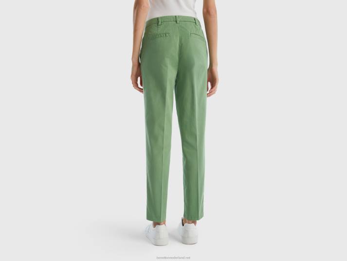 vrouwen Benetton groene slim fit katoenen chino groente 4R624051