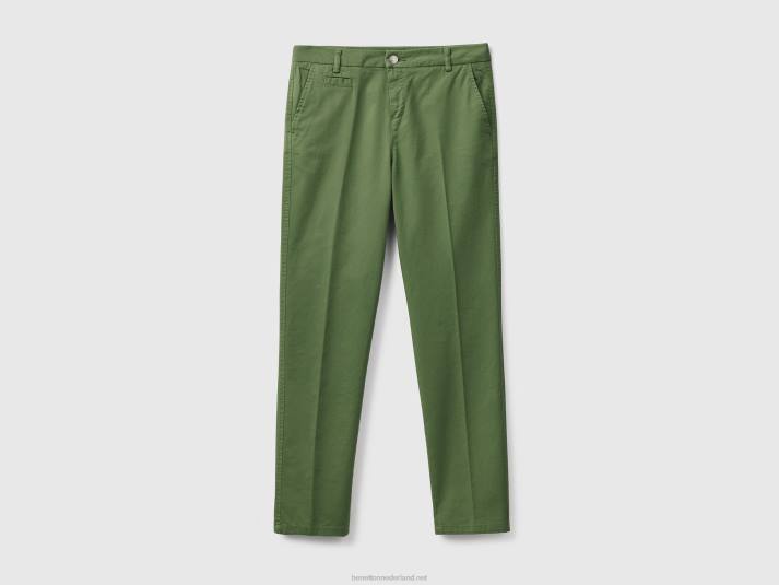 vrouwen Benetton groene slim fit katoenen chino groente 4R624051