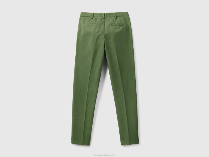 vrouwen Benetton groene slim fit katoenen chino groente 4R624051