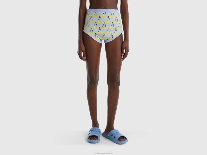 vrouwen Benetton hemelsblauwe culotte met kersenpatroon hemelsblauw 4R62612
