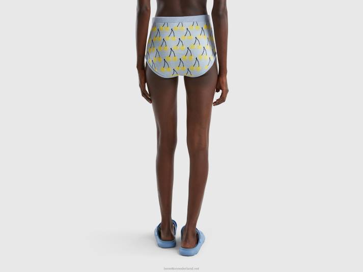 vrouwen Benetton hemelsblauwe culotte met kersenpatroon hemelsblauw 4R62612