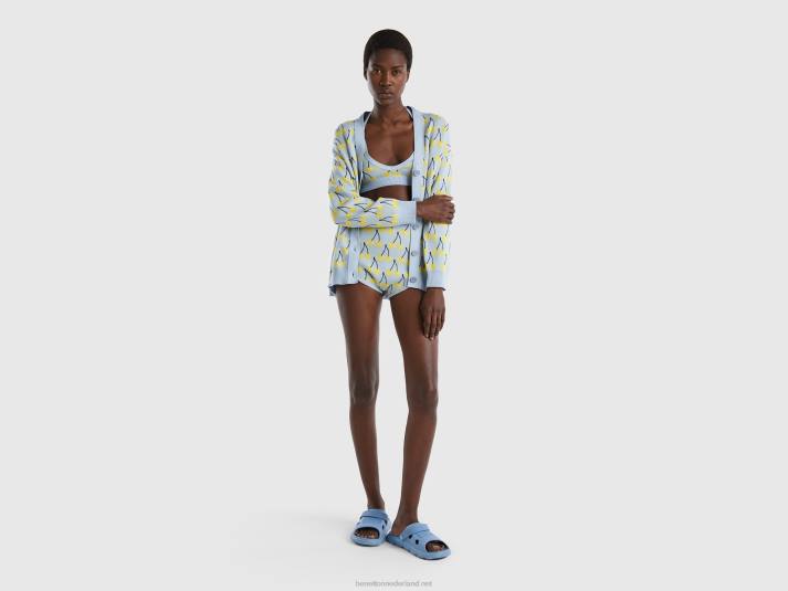 vrouwen Benetton hemelsblauwe culotte met kersenpatroon hemelsblauw 4R62612