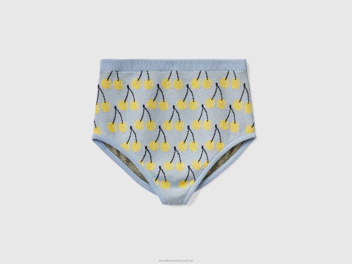 vrouwen Benetton hemelsblauwe culotte met kersenpatroon hemelsblauw 4R62612