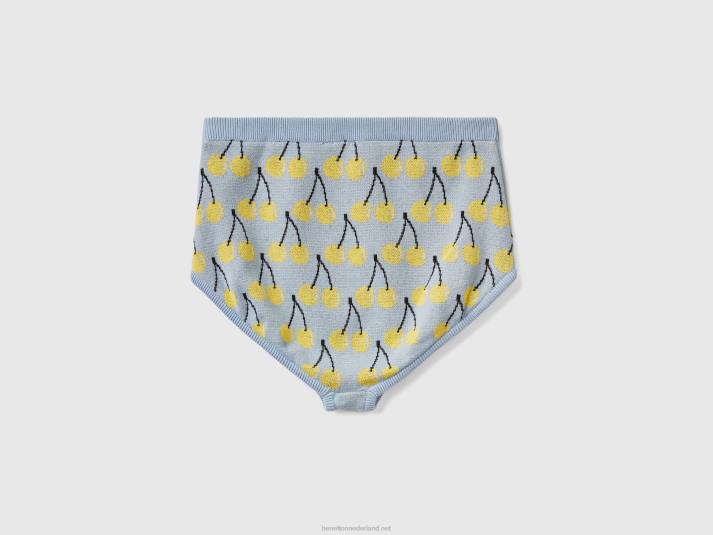 vrouwen Benetton hemelsblauwe culotte met kersenpatroon hemelsblauw 4R62612