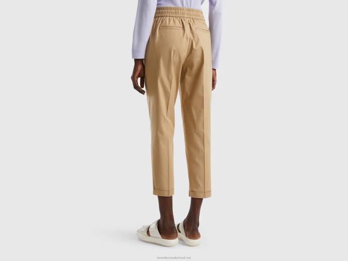 vrouwen Benetton joggingbroek van stretchkatoen beige 4R624062