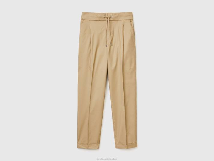 vrouwen Benetton joggingbroek van stretchkatoen beige 4R624062