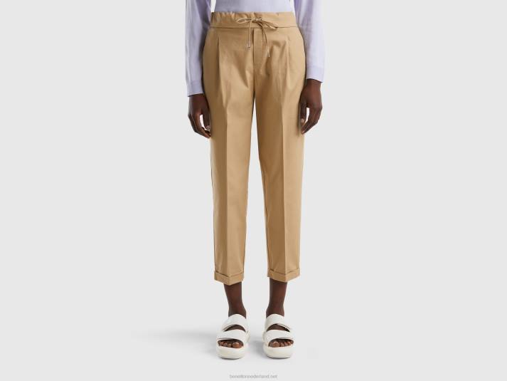 vrouwen Benetton joggingbroek van stretchkatoen beige 4R62607