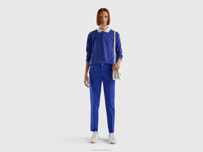 vrouwen Benetton korenbloemblauwe slim fit katoenen chino helderblauw 4R624036
