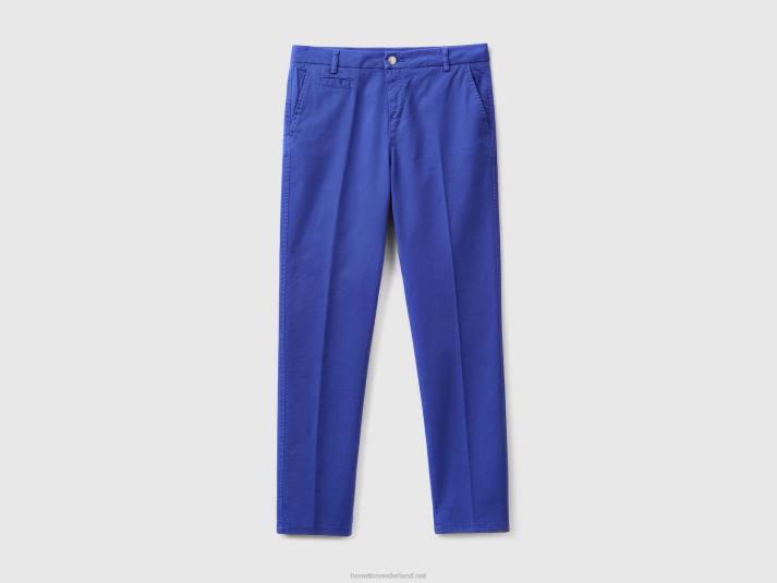 vrouwen Benetton korenbloemblauwe slim fit katoenen chino helderblauw 4R624036