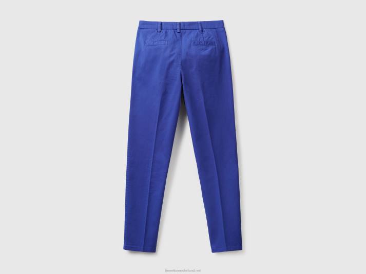 vrouwen Benetton korenbloemblauwe slim fit katoenen chino helderblauw 4R624036