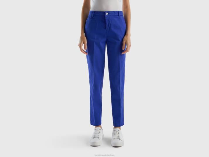 vrouwen Benetton korenbloemblauwe slim fit katoenen chino helderblauw 4R62610