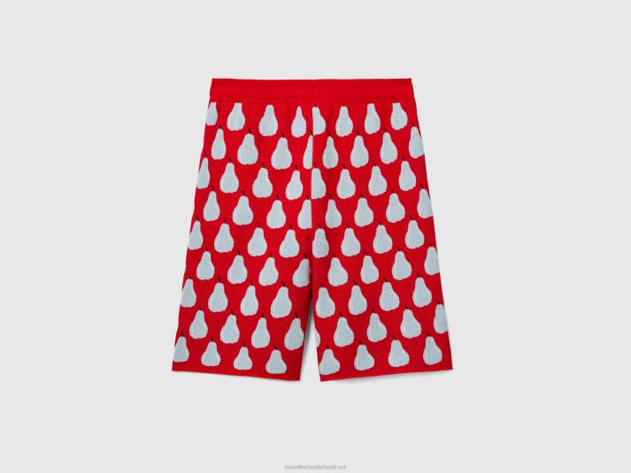 vrouwen Benetton rode bermuda's met perenpatroon rood 4R624618