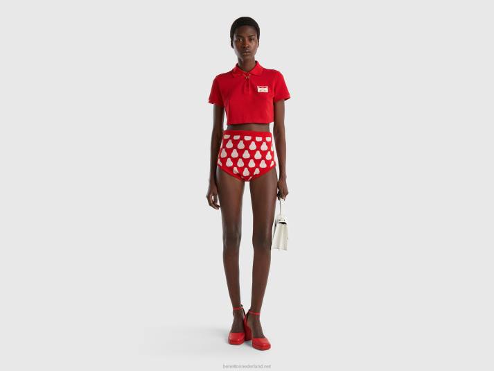 vrouwen Benetton rode culotte met perenpatroon rood 4R624071
