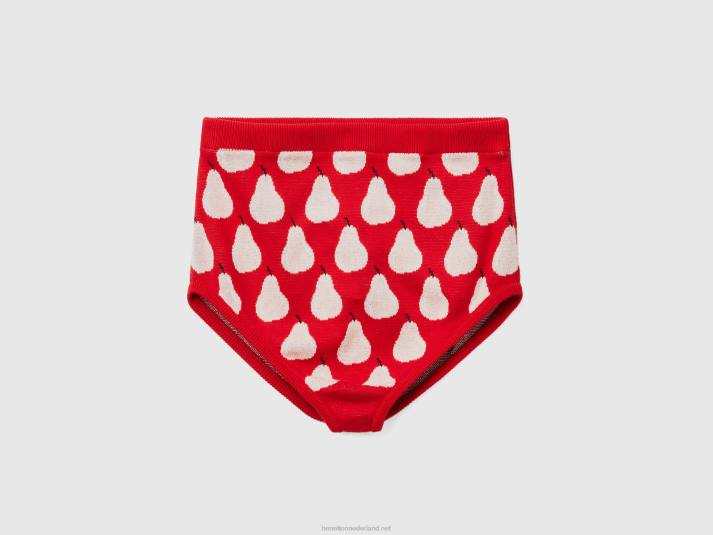 vrouwen Benetton rode culotte met perenpatroon rood 4R624071