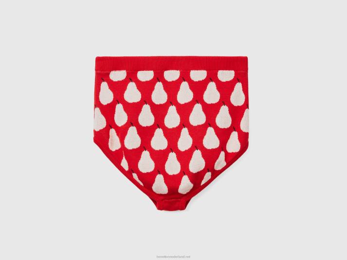 vrouwen Benetton rode culotte met perenpatroon rood 4R624071