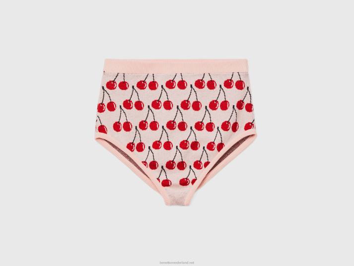 vrouwen Benetton roze culotte met kersenpatroon roze 4R62618