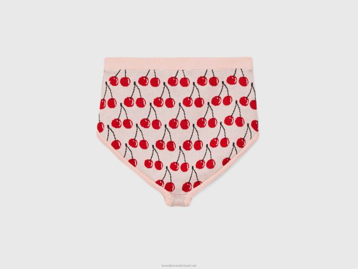 vrouwen Benetton roze culotte met kersenpatroon roze 4R62618