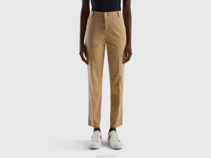 vrouwen Benetton slim fit camelkleurige chino van katoen kameel 4R624115