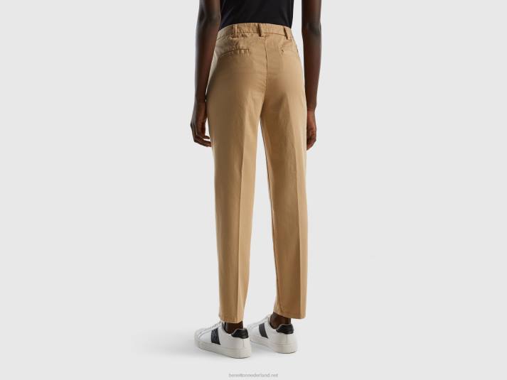 vrouwen Benetton slim fit camelkleurige chino van katoen kameel 4R624115