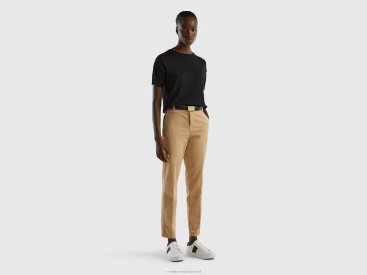 vrouwen Benetton slim fit camelkleurige chino van katoen kameel 4R624115