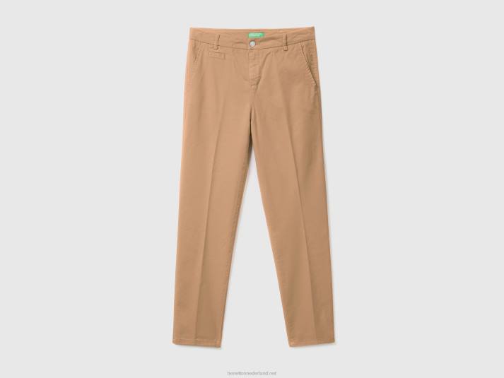 vrouwen Benetton slim fit camelkleurige chino van katoen kameel 4R624115