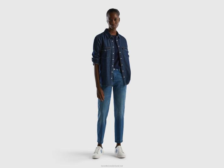 vrouwen Benetton slim fit denim chino blauw 4R62592
