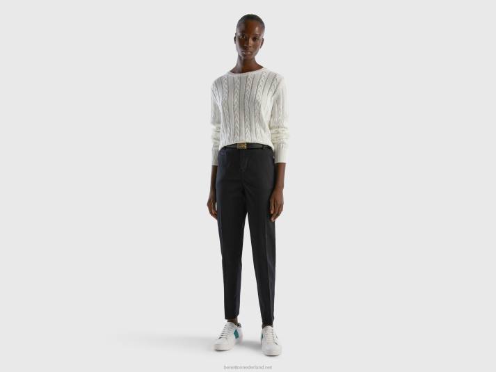 vrouwen Benetton zwarte slim fit katoenen chino zwart 4R624100