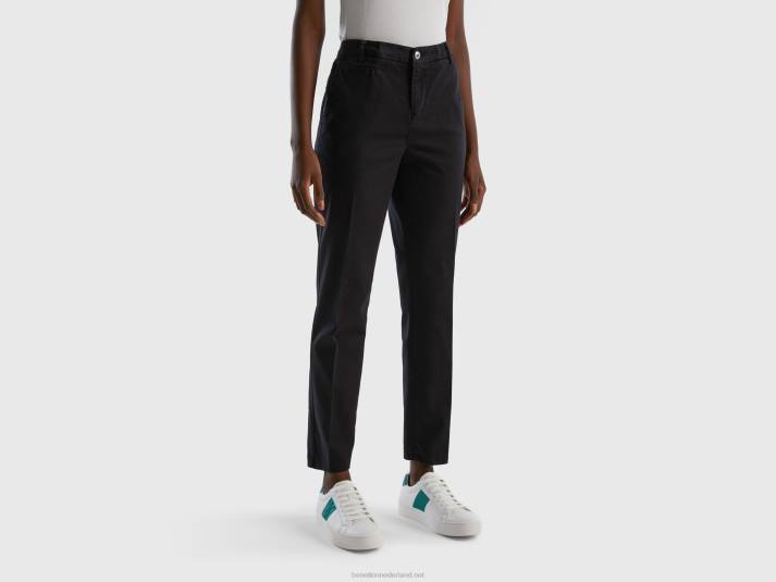 vrouwen Benetton zwarte slim fit katoenen chino zwart 4R62643