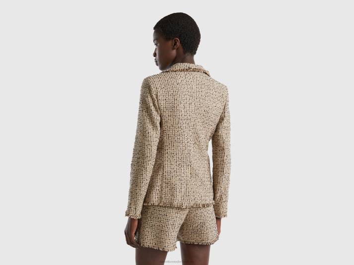 vrouwen Benetton Double-breasted blazer van tweed beige 4R623732