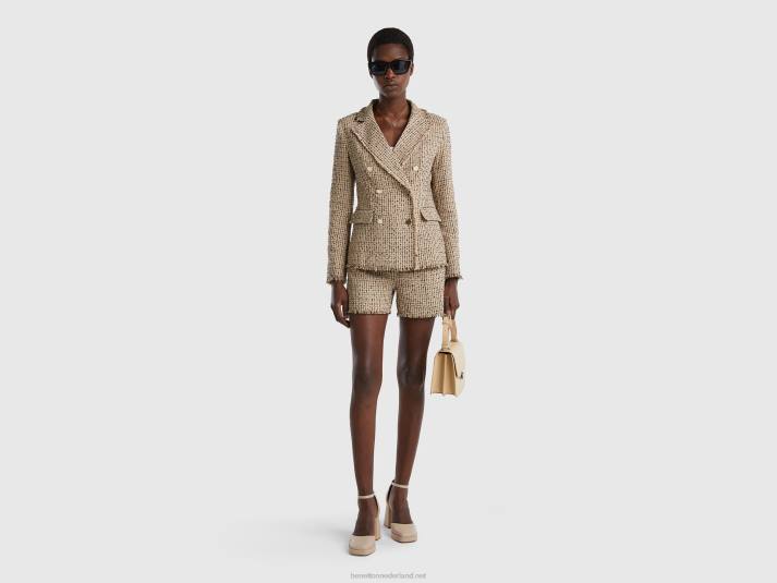 vrouwen Benetton Double-breasted blazer van tweed beige 4R623732