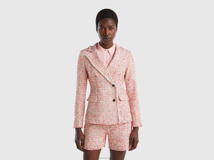 vrouwen Benetton Double-breasted blazer van tweed roze 4R623719